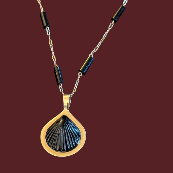 Bernard K. Passman #4 18K Black Coral Seashell Pendant 14K Chain Replaced Clasp - Picture 2 of 13